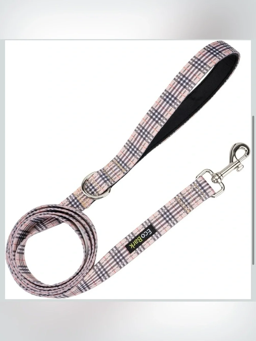 EcoBark Teacup Dog Leash, Soft & Reflective Toy Breed Leashes, Tan Plaid Strong